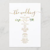 Greenery Gold Heart Wedding Program Programm (Vorderseite)