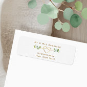 Greenery Gold Heart Wedding Return Address