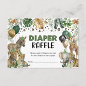 Greenery Gold Jungle Safari Balloons Diaper Raffle Begleitkarte (Vorderseite)