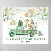 Greenery Gold Jungle Safari Tiere Baby Shower Si Poster (Vorne)