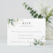 Greenery Gold Leaf Aquarell Foliage Modernes UAWG Einladung (Stehend Vorderseite)