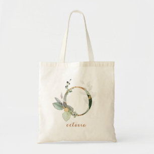 Greenery Gold Leaf Foliage Personalisiert Letter " Tragetasche