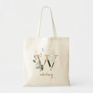 Greenery Gold Leaf Foliage Personalisiert Letter " Tragetasche