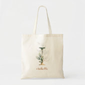 Greenery Gold Leaf Foliage Personalisierter Buchst Tragetasche (Vorne)