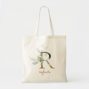 Greenery Gold Leaf Foliage Personalisierter Buchst Tragetasche