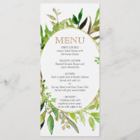 Greenery & Gold Leaf Gerahmte Blätter Hochzeitsmen
