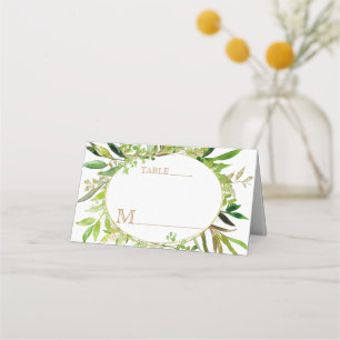Greenery & Gold Leaf Gerahmte Blätter Tischnummer Platzkarte