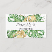 Greenery Gold Palm Blätter Tropical Visitenkarte (Vorderseite)