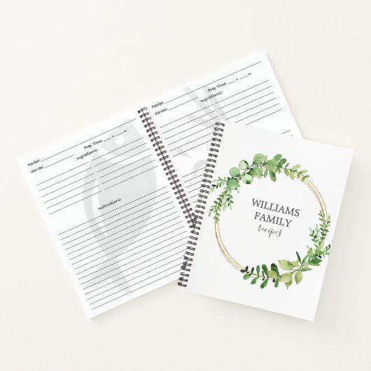 Greenery Gold Personalisierte Familienrezeptbuch Notizblock (Innenseite)