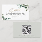 Greenery Gold QR Code Wedding Enclosure Card Visitenkarte (Vorne/Hinten)