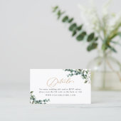 Greenery Gold QR Code Wedding Enclosure Card Visitenkarte (Stehend Vorderseite)
