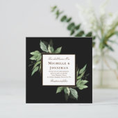 Greenery Gold Rahmen auf Christlicher Hochzeit Einladung (Stehend Vorderseite)