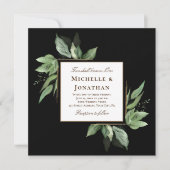 Greenery Gold Rahmen auf Christlicher Hochzeit Einladung (Vorderseite)