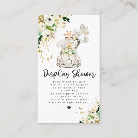 Greenery Gold Safari Baby Dusche Display Dusche Begleitkarte (Vorderseite)