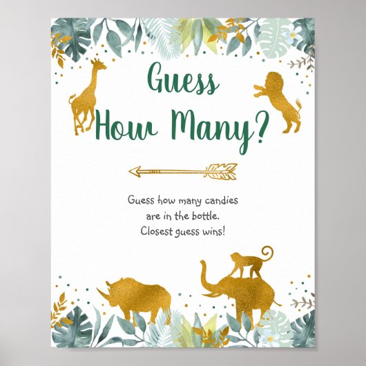 Greenery Gold Safari Guess Wie viele Spielzeichen Poster (Vorne)