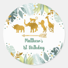Greenery Gold Safari Runder Aufkleber