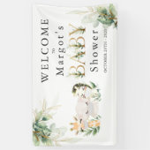 Greenery Gold Safari Tierwagen mit Babydusche Banner (Vertikal)