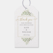 Greenery Gold Script Vielen Dank Gastgeschenk Hoch Geschenkanhänger (Rückseite)