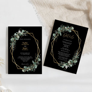 Greenery Gold Simple Black in einer Hochzeit Einladung