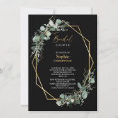 Greenery Gold Simple Black Wedding Brautparty Einladung (Vorderseite)