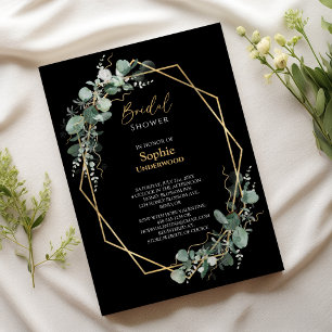 Greenery Gold Simple Black Wedding Brautparty Einladung