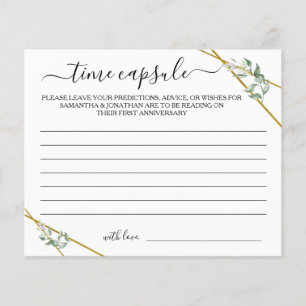 Greenery Gold Time Capsule Advice Shower Game Card Flyer