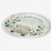 Greenery Gold Travel Drive By Quarantine Favors Pappteller (Schrägansicht)