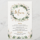 Greenery Gold Watercolor Leaf Wedding Menu Cards (Vorderseite)