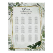 Greenery gold watercolour wedding seating chart (Vorderseite)