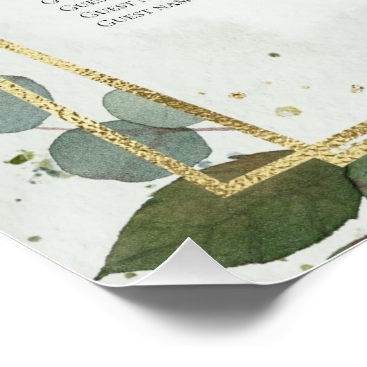 Greenery gold watercolour wedding seating chart (Ecke)