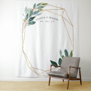 Greenery Gold Wedding Backdrop Foto Stand Wandteppich