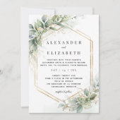 Greenery & Gold Wedding Einladung (Vorderseite)