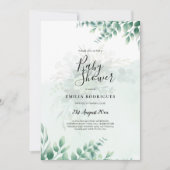 Greenery Gold Wedding Eucalyptus Blätter QR CODE Einladung (Vorderseite)