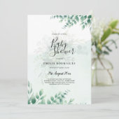 Greenery Gold Wedding Eucalyptus Blätter QR CODE Einladung (Stehend Vorderseite)