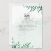 Greenery Gold Wedding Eucalyptus Blätter QR CODE Einladung (Rückseite)