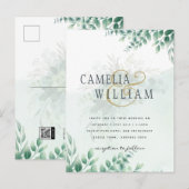 Greenery Gold Wedding Eucalyptus Blätter QR CODE Postkarte (Vorne/Hinten)