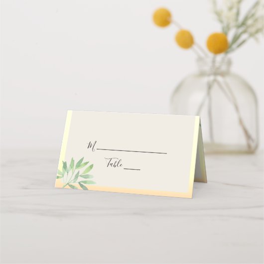 Greenery Gold Wedding Platzkarte (Vorderseite)