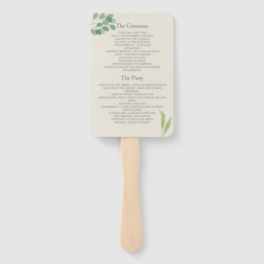 Greenery Gold Wedding Program Fan Fächer (Rückseite)