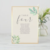 Greenery Gold Wedding Seating Chart (Stehend Vorderseite)