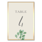 Greenery Gold Wedding Tischnummer Card (Vorderseite)
