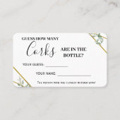Greenery Gold Wie viele Corks Shower Game Card Platzkarte (Vorderseite)