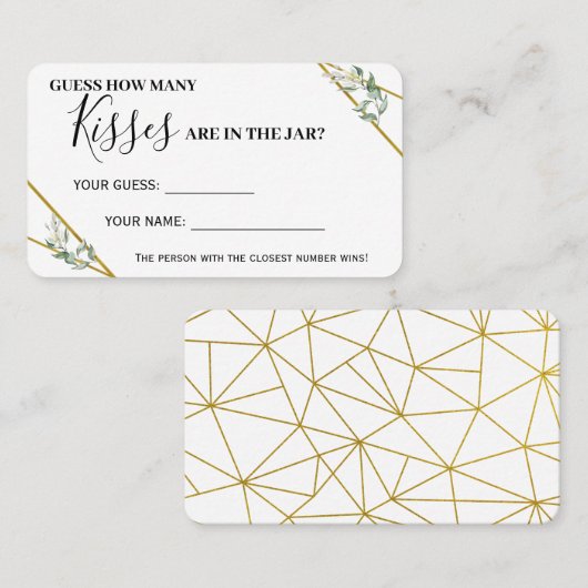 Greenery Gold Wie viele Kisses Shower Game Karte (Vorne/Hinten)