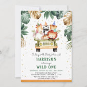 Greenery Gold Wild One Safari Tiere 1. Einladung (Vorderseite)
