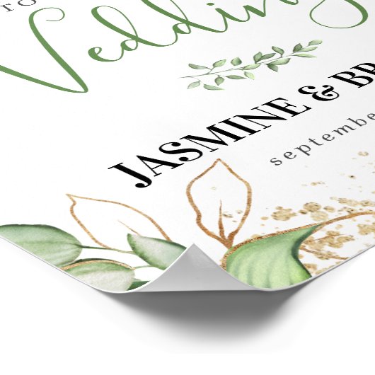 Greenery Gold Willkommensvorlage Poster (Ecke)