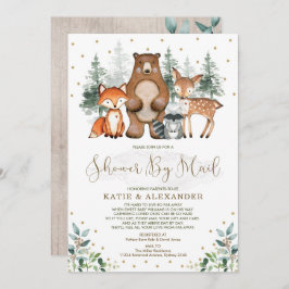 Greenery Gold Woodland Animals Baby Shower by Mail Einladung