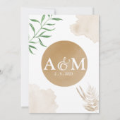 Greenery Golden Frame Wasserfarbenhochzeit Einladung (Rückseite)