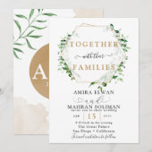 Greenery Golden Frame Wasserfarbenhochzeit Einladung (Vorne/Hinten)
