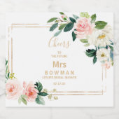 Greenery & Golden Geometric Elegantes Brautparty Schaumweinetikett (Einzelnes Label)