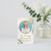 Greenery Goldish Foto Beerdigung Beerdigungskarte Visitenkarte (Stehend Vorderseite)