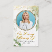 Greenery Goldish Foto Beerdigung Beerdigungskarte Visitenkarte (Vorderseite)